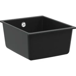 vidaXL Vask Sort 370 x 460 mm 80% Kvarts og 20% Resin