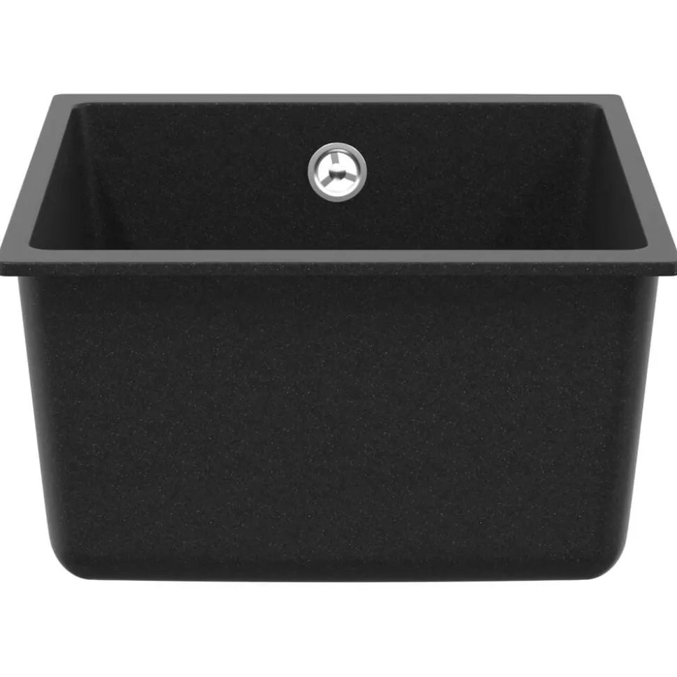 vidaXL Vask Sort 370 x 460 mm 80% Kvarts og 20% Resin