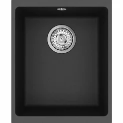 vidaXL Vask Sort 370 x 460 mm 80% Kvarts og 20% Resin
