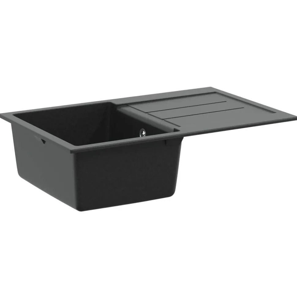 vidaXL Vask Sort 780 x 500 mm 80% Kvarts og 20% Resin