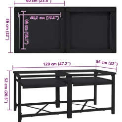 vidaXL Vaskemaskine Pedestal 2 pcs Sort 120 x 56 x 52 cm Stål