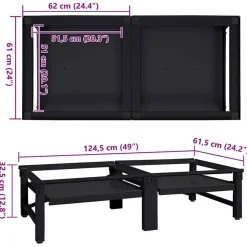 vidaXL Vaskemaskine Pedestal 2 pcs Sort 124,5 x 61,5 x 32,5 cm Stål