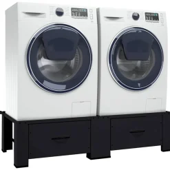 vidaXL Vaskemaskine Pedestal 2 pcs Sort 127 x 54,5 x 32,5 cm Stål