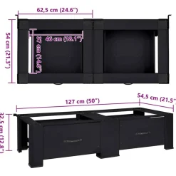 vidaXL Vaskemaskine Pedestal 2 pcs Sort 127 x 54,5 x 32,5 cm Stål