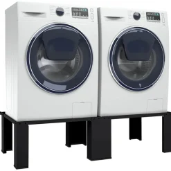 vidaXL Vaskemaskine Pedestal 2 pcs Sort 127 x 54,5 x 32,5 cm Stål