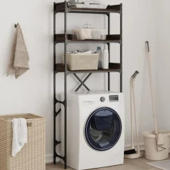 vidaXL vaskemaskinereol 67x25x163 cm konstrueret træ brunt egetræ