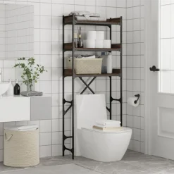 vidaXL vaskemaskinereol 67x25x163 cm konstrueret træ brunt egetræ