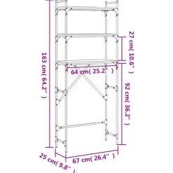 vidaXL vaskemaskinereol 67x25x163 cm konstrueret træ brunt egetræ