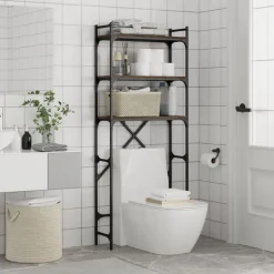 vidaXL vaskemaskinereol 67x25x163 cm konstrueret træ brunt egetræ