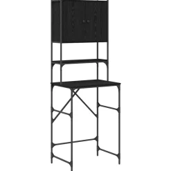 vidaXL Vaskemaskineskab Sort 0ak 68 x 48,5 x 194 cm Konstrueret træ