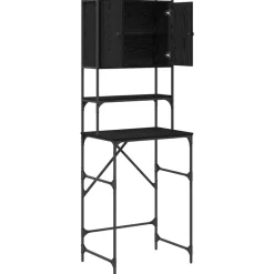vidaXL Vaskemaskineskab Sort 0ak 68 x 48,5 x 194 cm Konstrueret træ