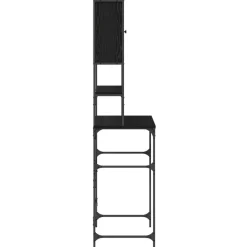vidaXL Vaskemaskineskab Sort 0ak 68 x 48,5 x 194 cm Konstrueret træ