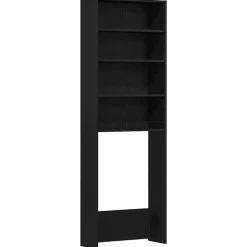 vidaXL Vaskemaskineskab Sort eg 64 x 24 x 190 cm Konstrueret træ