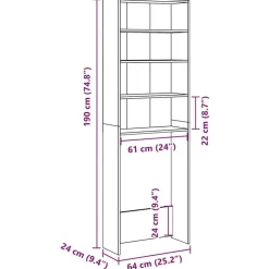 vidaXL vaskemaskineskab 64x24x190 cm egetræ
