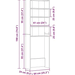 vidaXL vaskemaskineskab 64x24x190 cm antikt træ