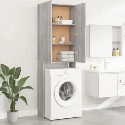 vidaXL vaskemaskineskab 64x25,5x190 cm grå sonoma-eg