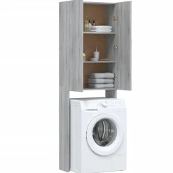 vidaXL vaskemaskineskab 64x25,5x190 cm grå sonoma-eg