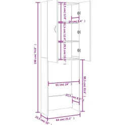 vidaXL vaskemaskineskab 64x25,5x190 cm grå sonoma-eg