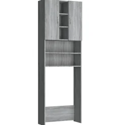 vidaXL vaskemaskineskab 64x25,5x190 cm grå sonoma-eg
