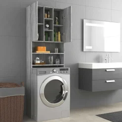 vidaXL vaskemaskineskab 64x25,5x190 cm grå sonoma-eg