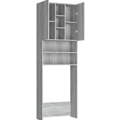 vidaXL vaskemaskineskab 64x25,5x190 cm grå sonoma-eg