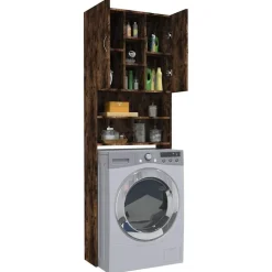 vidaXL vaskemaskineskab 64x25,5x190 cm røget egetræsfarve