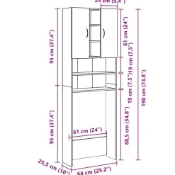 vidaXL vaskemaskineskab 64x25,5x190 cm kunsteg