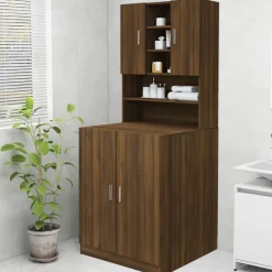 vidaXL vaskemaskineskab 70,5x25,5x90 cm brun egetræsfarve