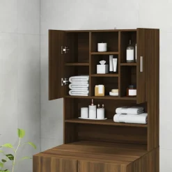 vidaXL vaskemaskineskab 70,5x25,5x90 cm brun egetræsfarve