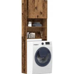 vidaXL vaskemaskineskab 64x24x190 cm konstrueret træ gammelt træ-look