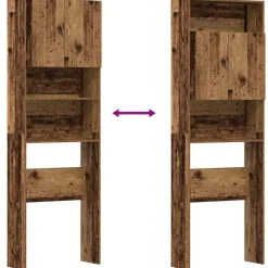 vidaXL vaskemaskineskab 64x24x190 cm konstrueret træ gammelt træ-look