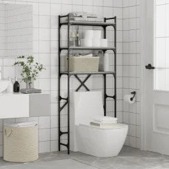vidaXL vaskemaskineskab 67x25x163 cm konstrueret træ grå sonoma-eg