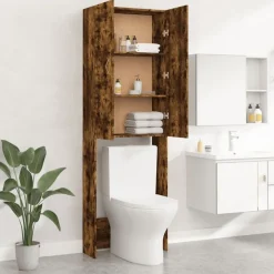 vidaXL vaskemaskineskab 64x25,5x190 cm røget egetræsfarve