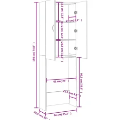 vidaXL vaskemaskineskab 64x25,5x190 cm røget egetræsfarve