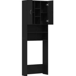vidaXL vaskemaskineskab 64x25,5x190 cm sort egetræsfarve