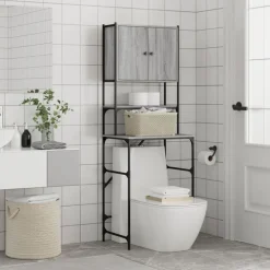vidaXL vaskemaskineskab 68x48,5x194 cm grå sonoma-eg