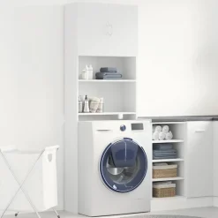 vidaXL vaskemaskineskab 64x24x190 cm konstrueret træ hvid