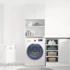 vidaXL vaskemaskineskab 64x24x190 cm konstrueret træ hvid