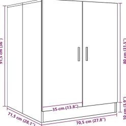 vidaXL vaskemaskineskab 70,5x71,5x91,5 cm sonoma-eg