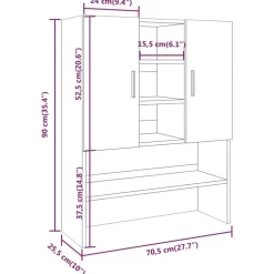 vidaXL vaskemaskineskab 70,5x25,5x90 cm røget egetræsfarve