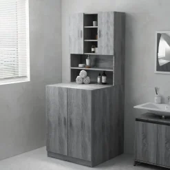 vidaXL vaskemaskineskab 71x71,5x91,5 cm grå sonoma-eg