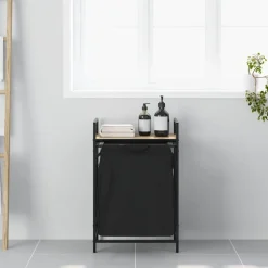 vidaXL vasketøjskurv 1 rum med hylde sonoma-eg