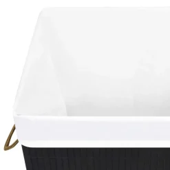 vidaXL vasketøjskurv med 1 rum bambus sort
