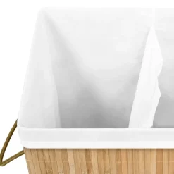 vidaXL vasketøjskurv med 2 rum 72 l bambus