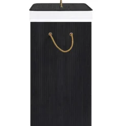 vidaXL vasketøjskurv med 2 rum 72 l bambus sort