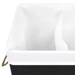 vidaXL vasketøjskurv med 2 rum 72 l bambus sort