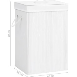 vidaXL vasketøjskurv med 2 rum 72 l bambus hvid