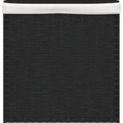 vidaXL vasketøjskurv med 2 sektioner 53x35x57 cm polyrattan sort
