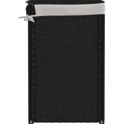 vidaXL vasketøjskurv med 2 sektioner 53x35x57 cm polyrattan sort