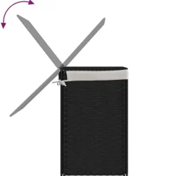 vidaXL vasketøjskurv med 2 sektioner 53x35x57 cm polyrattan sort